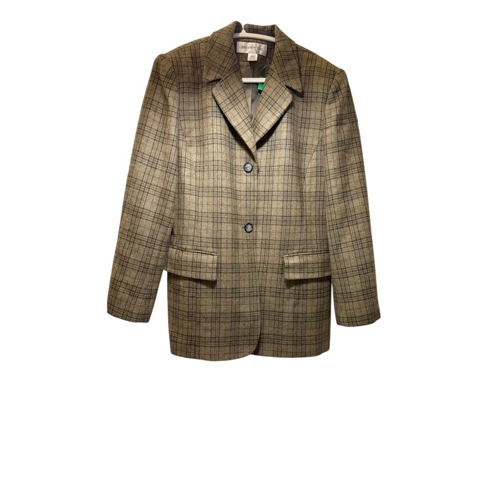 Jones NY Earthtone Brown Tweed Plaid Wool Blazer Suit |10